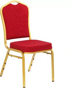 Scaun conferinta K66, rosu/auriu, stofa clasica/metal, 45X48X93 CM