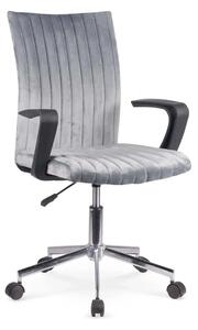 Scaun de birou DORAL, gri/negru/crom, stofa catifelata/metal, 55x58x88