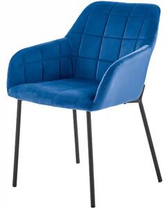 Scaun K305, albastru/negru, stofa catifelata/metal, 58X57X80 cm