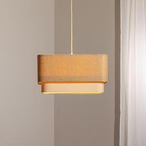 Maco Design Kwadro Duo lampă suspendată, crem/bej, 50x50cm, iută/lin, reglabil, Bej, Camera de zi / sufragerie, Țesătură / Textil