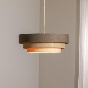 Maco Design Lampă suspendată Triniti, maro/bej/crem, Ø 60 cm, textil, reglabil, Maro / Rugină, Camera de zi / sufragerie, Țesătură / Textil