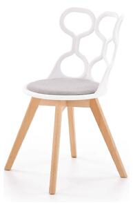 Scaun living K308, alb/gri/stejar, stofa clasica/polipropilena/lemn, 4