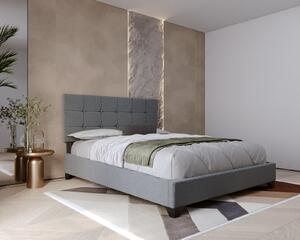 Pat tapitat Modern 160x200cm, cadru din lemn cu somiera fixa, culoare Gri