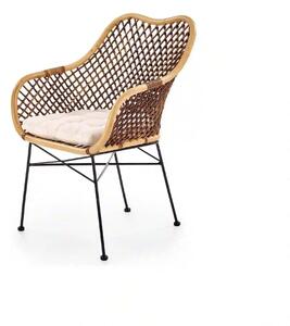 Scaun terasa K336, stejar/maro inchis, ratan natural/metal, 64X64X89 C