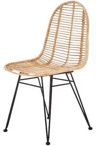 Scaun K337, stejar/negru, ratan natural/metal, 44X55X90 CM