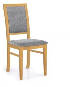 Scaun SYLWEK, gri/stejar miere, stofa clasica/lemn de fag, 43x41x96 cm