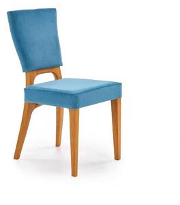 Scaun living WENANTY, albastru/stejar, stofa clasica/lemn, 43x56x91 cm