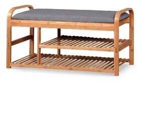 Pantofar ST13, gri/stejar natural, stofa/lemn de bambus, 100x33x50 cm