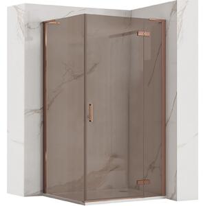 Rea Hugo, cabină de duș cu 1 aripă 80 (ușă) x 90 (perete) x 200 cm, sticlă gri 6 mm, profil cupru, KPL-K6968