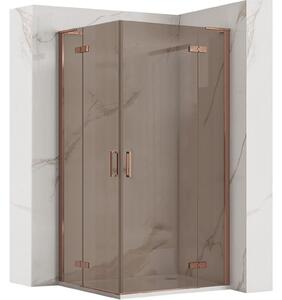 Cabină de duș Rea Hugo Double cu 2 aripi 80 (ușă) x 80 (ușă) x 200 cm, sticlă gri 6 mm, profil cupru, KPL-K6971