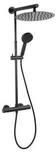 Coloana dus cu baterie si termostat, Ferro, Trevi Black, negru mat