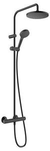 Coloana dus cu baterie si termostat Hansgrohe, Vernis Blend 200, negru mat