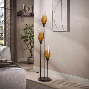 Zijlstra Lampadar Cocoon, sticlă, chihlimbar, 3 becuri, E27, 168 cm, Portocaliu, Camera de zi / sufragerie, Sticlă, Scandinavă