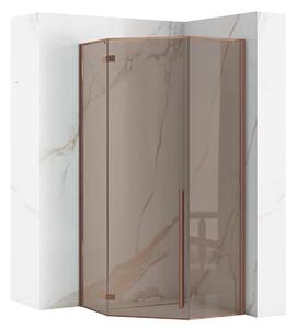Rea Diamond, cabină de duș pentagonală 90 x 90 cm, sticlă gri 6 mm, cupru mat, REA-K6966