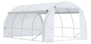 Outsunny Seră cu Tunel cu Ușă, Panouri și 8 Ferestre Rulabile, în Oțel Zincat și PE, 3.97x3x2 m, Alb | Aosom Romania
