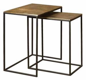 Set de 2 masute laterale Renew din alama cu aspect vechi de la 44 cm