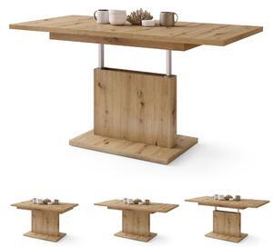 Mazzoni ASTON MINI Stejar Artisan - MĂSUȚĂ DE CAFEA MODERNĂ EXTENSIBILĂ REGLABILĂ PE ÎNĂLȚIME MASĂ TRANSFORMABILĂ