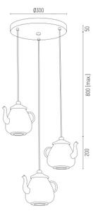 Argon Jamajka lampă suspendată 3x5 W alb-mentă-galben 1326