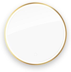 Oltens Nordlis oglindă 60x60 cm rotund cu iluminare cu covoraș de încălzire auriu 64108800