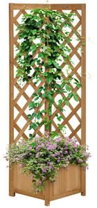 Outsunny Jardiniera de gradina din lemn de brad maro cu grila pentru plante cataratoare, 40x40x145cm | Aosom Romania