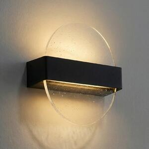 Lucande Aplică de perete cu LED Narkelo, negru/transparent, CCT, IP44, reglabil, Transparent, Sticlă, Design