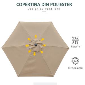Outsunny Umbrelă de Grădină Înclinabilă, pentru Terasă cu Deschidere cu Manivelă, Kaki, 2.3x2 m | Aosom Romania