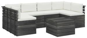 Set mobilier grădină din paleți cu perne, 7 piese, lemn de pin
