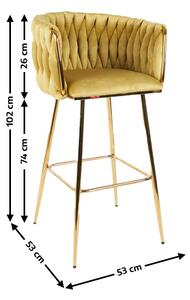 Scaun Bar KJC365 Mustar & Picioare Aurii
