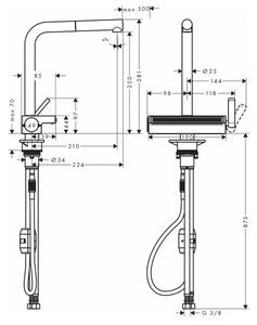 Hansgrohe Aquno Select M81 baterie bucătărie pe picior negru 73830670