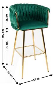 Scaun Bar KJC365 Verde & Picioare Aurii