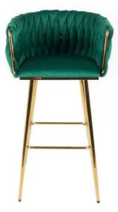 Scaun Bar KJC365 Verde & Picioare Aurii