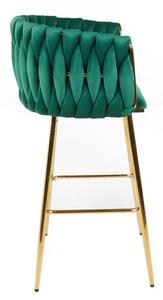 Scaun Bar KJC365 Verde & Picioare Aurii