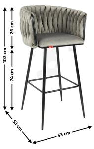Scaun Bar KJC365 Gri & Picioare Negre