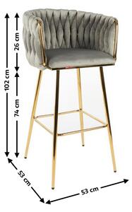 Scaun Bar KJC365 Gri & Picioare Aurii