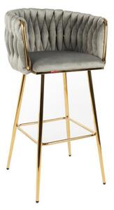 Scaun Bar KJC365 Gri & Picioare Aurii