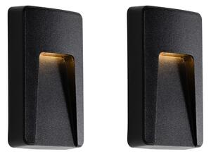 Set 2 Aplice Perete Exterior Negre Dreptunghiulare cu LED Integrat IP65 - Gem