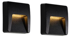 Set 2 Aplice Perete Exterior Patrate Negre cu LED Integrat IP65 - Gem