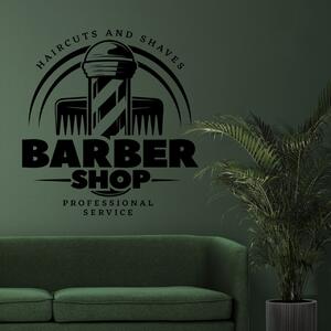 Sticker de perete personalizabil - Barber shop semicerc