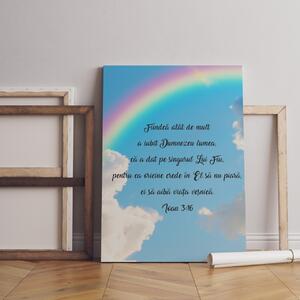 Tablou canvas Dumnezeu a iubit lumea - curcubeu