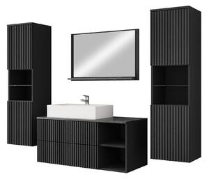 Set baie Nauta II, Negru, Marmură neagră, PAL laminat, MDF, 100 kg