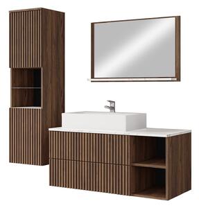 Set baie Nauta I, Marmură albă, Nuc, PAL laminat, MDF, 59 kg