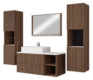 Set baie Nauta II, Nuc, Marmură albă, PAL laminat, MDF, 100 kg