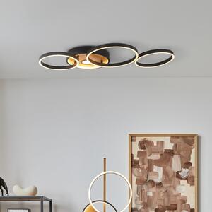 Searchlight Plafonieră LED Curio Flush, aspect lemn, reglabil, Negru, Camera de zi / sufragerie, Metal, Modern