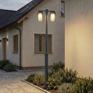 Lucande Lampa de exterior Chandan, înălțime 215 cm, antracit, cu 2 becuri, Gri, Metal, Modern