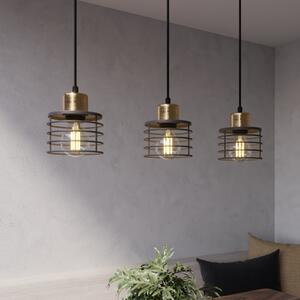 HELAM Lampă suspendată Edison în negru/cupru, 3 becuri lungă, reglabil, Negru, Camera de zi / sufragerie, Metal, Modern