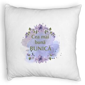 Perna Decorativa Fluffy, pentru Bunica 2, 40x40 cm, Alba, Husa Detasabila, Burduf