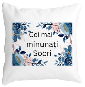 Perna Decorativa pentru Socri 1, 40x40 cm, Alba, Mata, Husa Detasabila, Burduf
