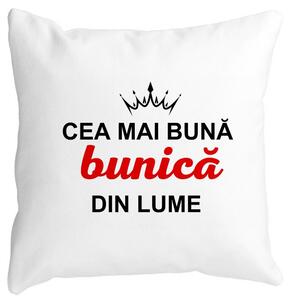 Perna Decorativa pentru Bunica 9, 40x40 cm, Alba, Mata, Husa Detasabila, Burduf