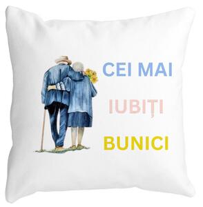 Perna Decorativa pentru Bunici 7, 40x40 cm, Alba, Mata, Husa Detasabila, Burduf