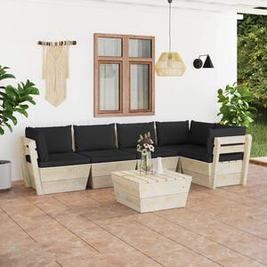 Set mobilier grădină din paleți cu perne, 6 piese, lemn molid